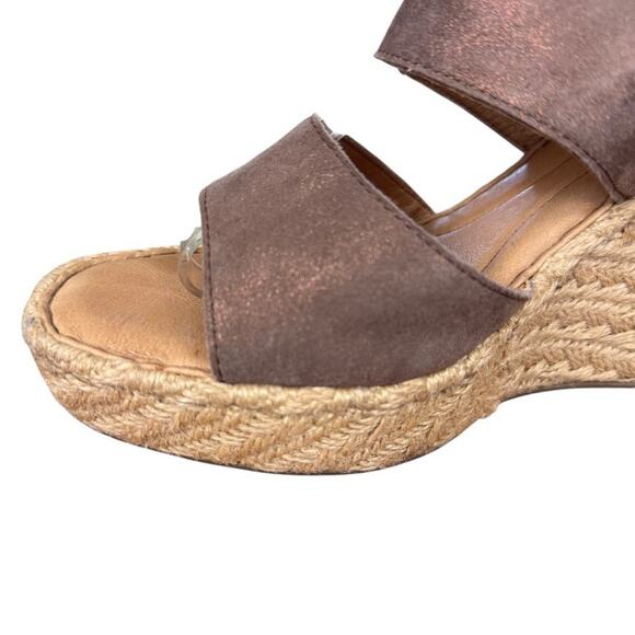 Born Sentinel Wedge Metallic Bronze Espadrille Platform Sandals Shoes Leather 9 - Picture 5 of 16
